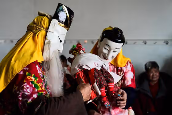 Nuo theatre — During the Chinese Lunar New Year, teams visit every household in villages near Nanfeng, Jiangxi to perform the Nuo dance.