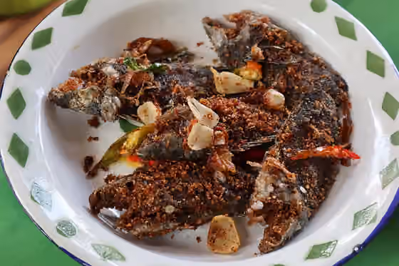 Pakasam — Iwak pakasam basanga (bahasa Indonesia: Ikan pekasam goreng) adalah masakan Banjar rumahan yang terbuat dari ikan air tawar yang difermentasi lalu ikan dibaluri beras yang telah disangrai untuk kemudian digoreng.
