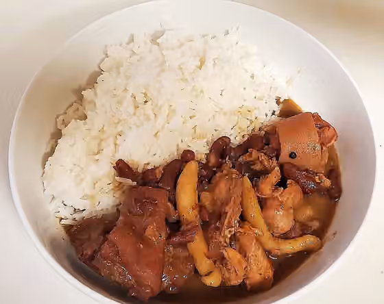 Stew peas — Jamaican stew peas served with white rice.