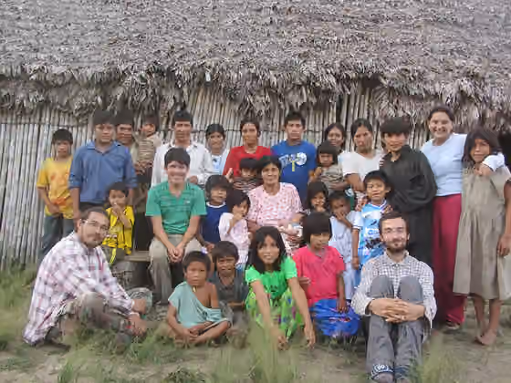 Tsimané — Álvaro Fernández-Llamazares (front right) doing fieldwork among the Tsimane' people of Bolivian Amazonia.