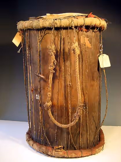 Music of Senegal — This is a 19th Century royal war drum of the Serer people from the Kingdom of Sine .