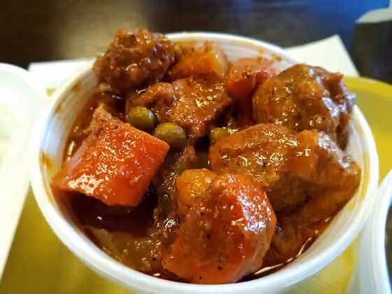 Menudo (Filipino stew) — Menudo served at Oriental Valley Filipino Cuisine in the Rancho Peñasquitos neighborhood of San Diego