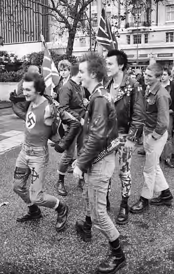 Nazi punk — British Movement - Skinhead supporters, London.