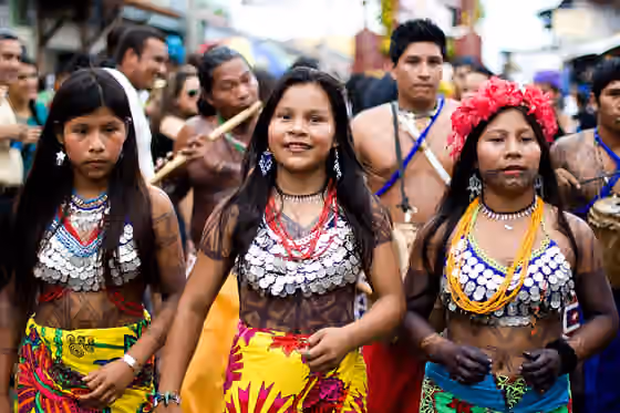 Emberá people — Women of the Emberá ethnic group in a parade held in Chitré, capital of the province of Herrera, Panama.