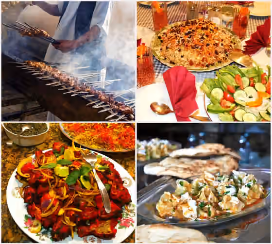 Masakan Afganistan — Some of the popular Afghan dishes, from left to right: 1.