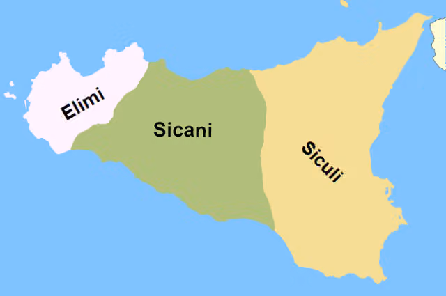Sikeloi — Cartina delle antiche popolazioni in Sicilia