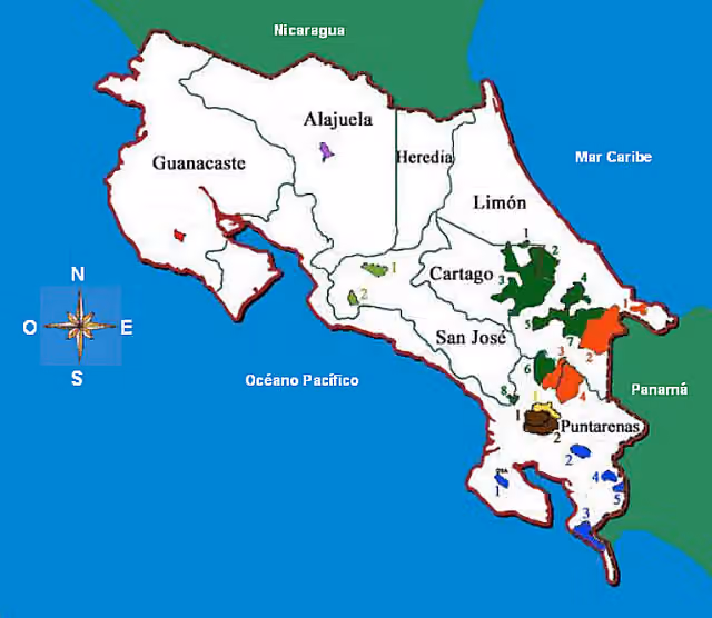 Indigenous peoples of Costa Rica — Map of the indigenous reserves of Costa Rica