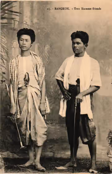 suku Thai — Title: "Bangkok - Two Siamese friends", circa 1902.