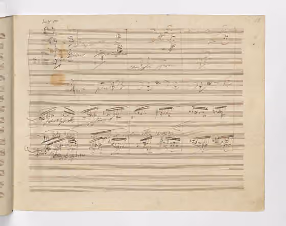 simfoni — Page 12 (right) of Ludwig van Beethoven's original Ninth Symphony manuscript.