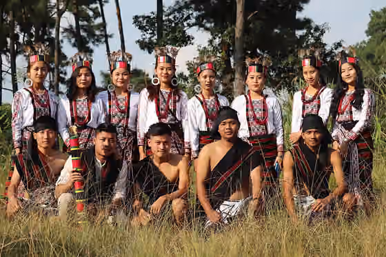 orang Darlong — This photograph shows the modern Darlong youth in their traditional attire during a cultural event in Shillong Meghalaya