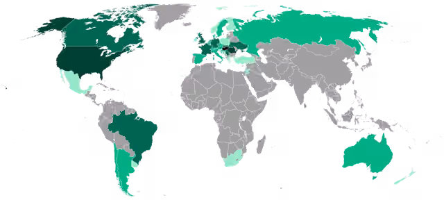orang Hungaria — Map of the Hungarian diaspora in the world.