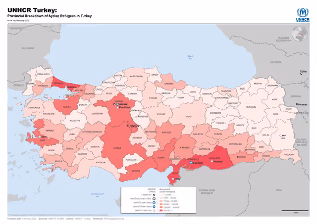 Syrians in Turkey — UNHCR Turkey: Provincial Breakdown Syrian Refugees in Turkey - February 2022