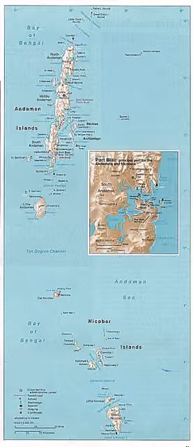 Andaman Tamils — Map of the Nicobar and Andaman Islands.