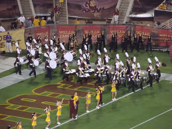 Drum cadence — SDMB Battery getting ready to start of Pregame with their drum cadence.