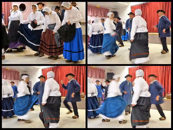 Bourrée — Dancers from the traditional Auvergne bourrée, whose basic step is a three-step step.