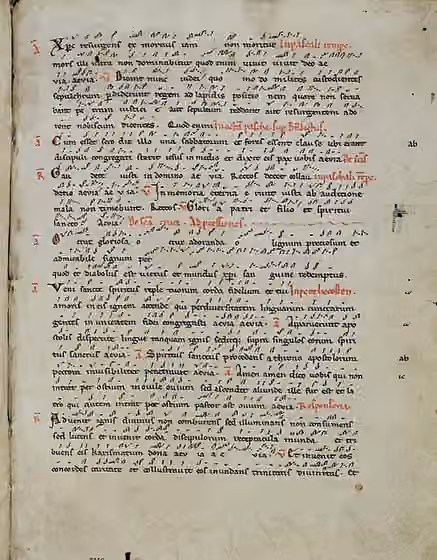 Responsory — Hartker-Antiphonar, Teil des Oster-Offiziums mit Neumen