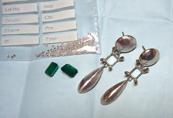 Stonesetting — Pair of earrings ready for stonesetting.