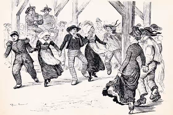 Gavotte — Breton Folk: an Artistic Tour in Brittany, by Henry Blackburn (1880) was one of the travel books which Randolph Caldecott illustrated.