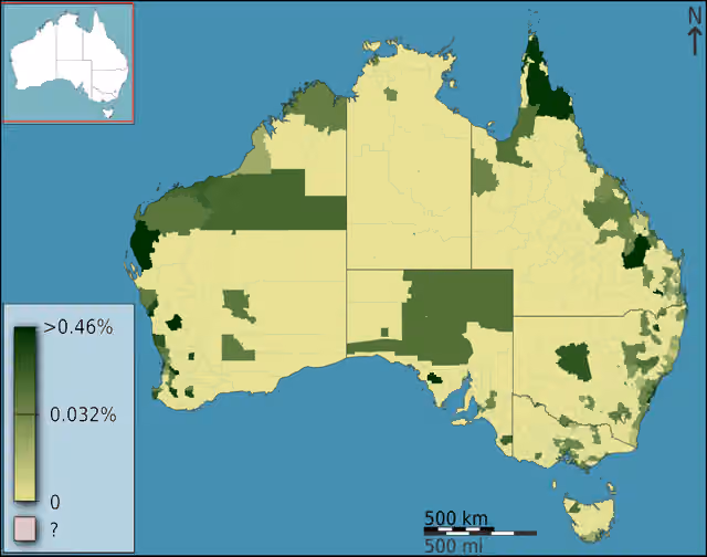 Portuguese Australians — People who speak Portuguese at home as a fraction of total persons, in Australia, Australia, according to the 2011 census results.