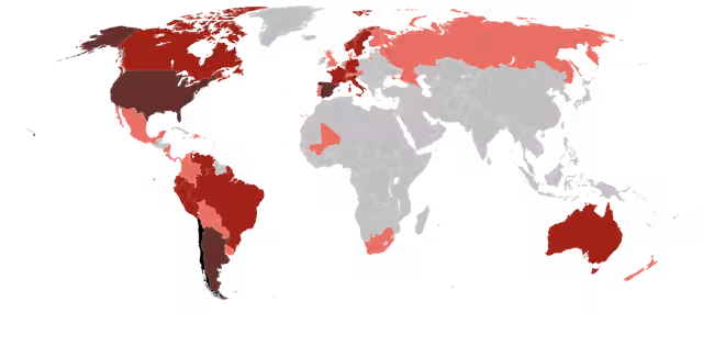 orang Chili — Map of the Chileans Diaspora in the World.svg Chile + 100,000 + 10,000 + 1,000
