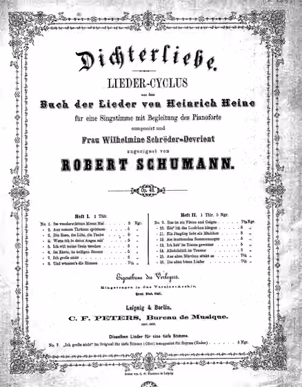 Lied — Portada de la primera edició del Dichterliebe de Robert Schumann
