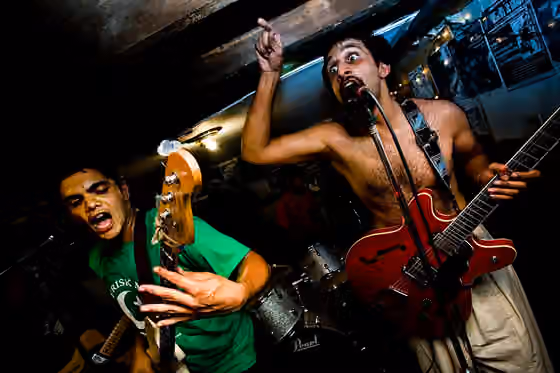 Taqwacore — Basim Usmani and Shahjehan Khan, from the Kominas, performs at La Casa Maladita in Chicago.