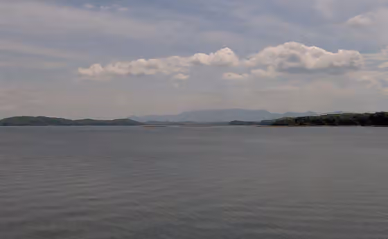 Chiaha — The now-submerged site of Zimmerman's Island, looking east from the Douglas Dam boat ramp in Sevier County, Tennessee, in the southeastern United States.