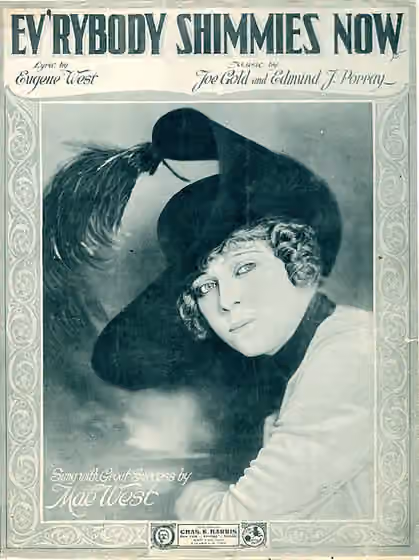 Shimmy — Sheet music cover: "Ev'Rybody Shimmies Now" 1 vocal score (3 p.) ; 32 cm.