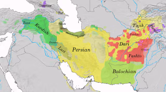 rumpun suku bangsa Iran — Current distribution of Iranian languages.