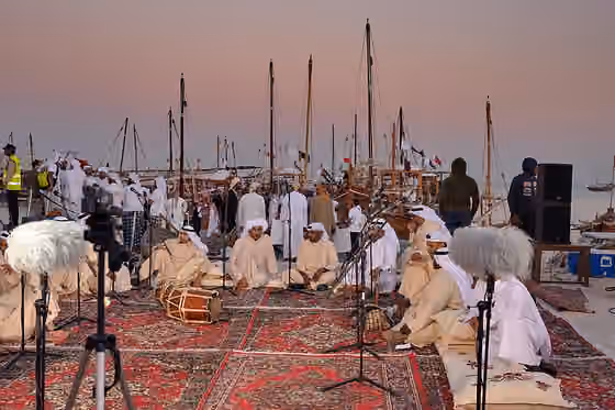 Music of Qatar — A musical performance at the Traditional Dhow Festival at Katara Cultural Village, in 2015.
