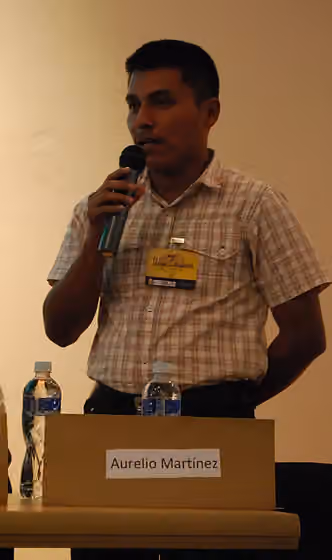 Mayangna people — Diego Cardona representing the Tawahka people at a forum of the ACALing conference at the Universidad Nacional Autónoma de Honduras