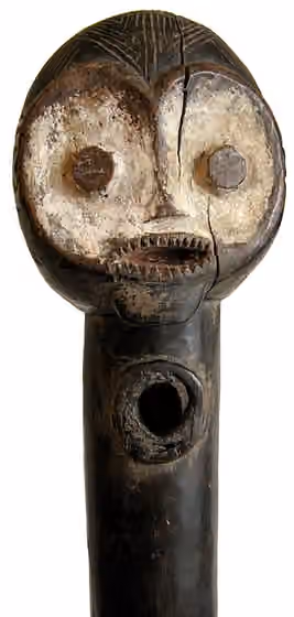 Mambila people — This finely carved trumpet has a beautiful patina and is finely carved.