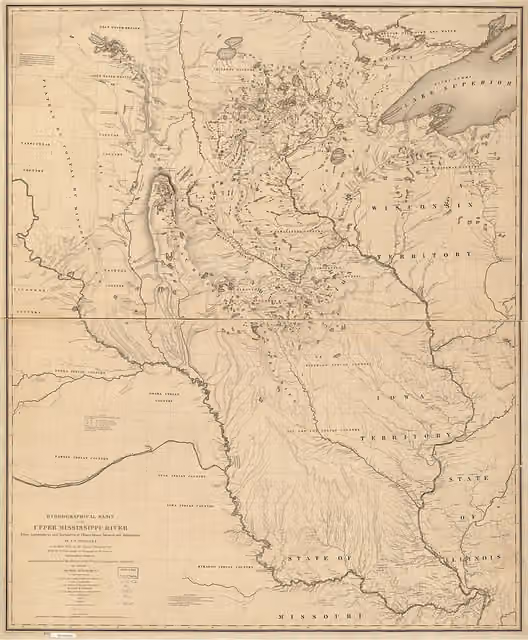 Yankton Sioux Tribe — Hydrographical basin of the upper Mississippi River from astronomical and barometrical observations, surveys, and information.