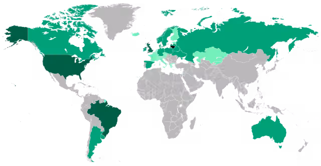 suku Lituania — Map of the Lithuanian people around the world.