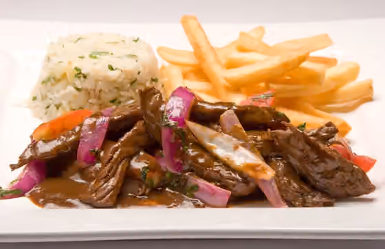Lomo saltado — Lomo Saltado, a Peruvian dish with Chinese influences.
