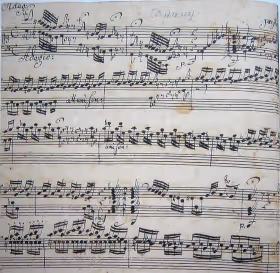 Toccata — Fragment of the first page of Johannes Ringk's copy of Toccata and Fugue in D minor, BWV 565.