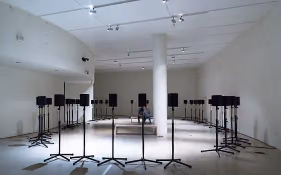 Sound art — Lydinstallation ARoS i forbindelse med udstillingen JANET CARDIFF OG GEORGE BURES MILLER - SOMETHING STRANGE THIS WAY, hvor Janet Cardiffs lydværk The Forty Part Motet (2001), en nyfortolkning af en korsats fra 1573 med titlen "SPEM in…