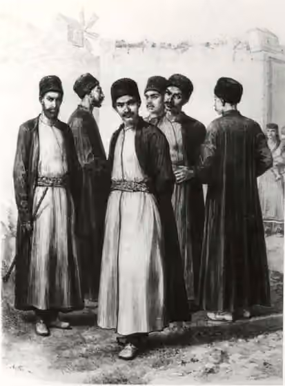 Suku Karaim — Crimean Karaites (or Qaraylar, or karaits) men from Сrimea in traditional dress, 19th century.