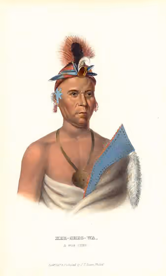 Meskwaki — Kee-shes-wa, A Fox Chief, painted by Charles Bird King Lithographed, colored and published ca.