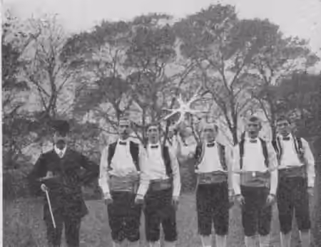 Rapper sword — Royal Earsdon sword dancers in 1910 The Royal Earsdon sword dances, from the village of Earsdon, Northumberland (although now in North Tyneside), England, in around 1910.