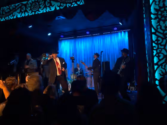 Swing revival — Live shot of Hipster Daddy-O and the Handgrenades performing at their 21st Anniversary Show May 2018 at Club Congress in Tucson Arizona.