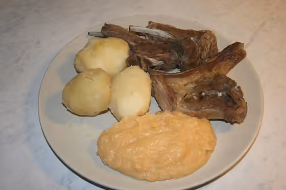 Pinnekjøtt — Pinnekjøtt, sheep's meat steamed over branches, typical Christmas dish Norway