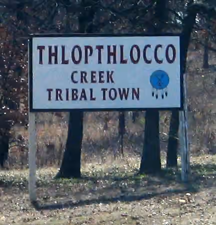 Thlopthlocco Tribal Town — Sign for Thlopthlocco Tribal Town, Okemah, Oklahoma