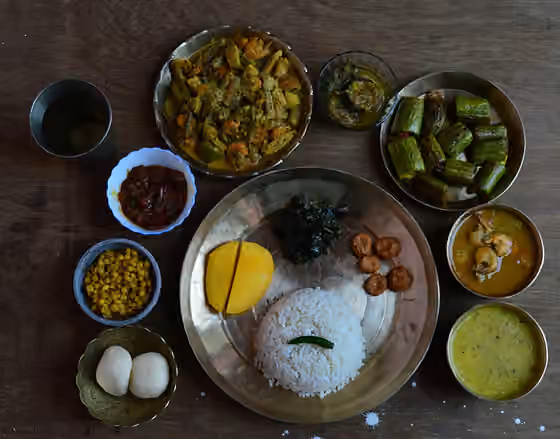 Cuisine of Odisha — A traditional Odia thali prepared on festival