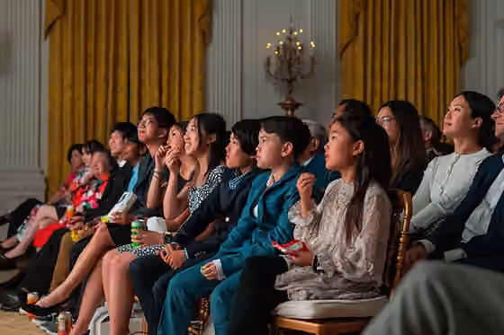 Asia Amerika — Asian American audience at the Asian American, Native Hawaiian, and Pacific Islander Heritage Month Celebration held at the White House.