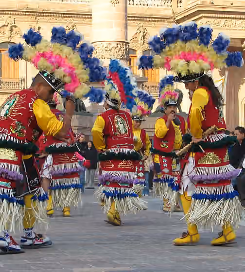 Matachines — Matachines open processions to honor the Virgen de Guadalupe on her day.