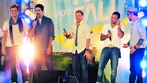 Y2K pop — Backstreet Boys on stage during their performance at Old Navy Fit For Fall Fashion Show on September 14, 2012.