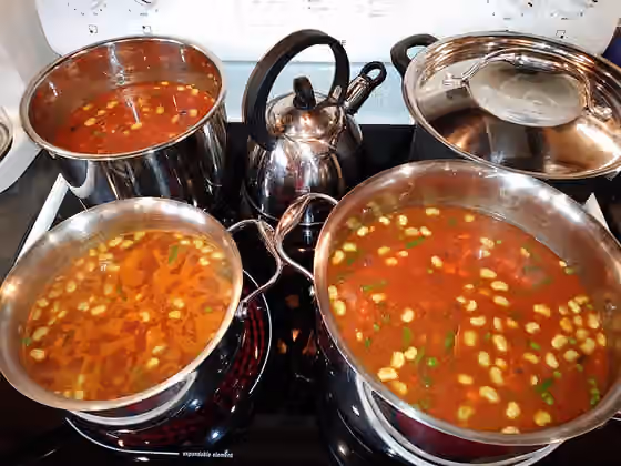 Maryland crab soup — four large pots of Maryland Crab Soup