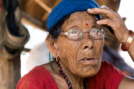 Kusunda people — Gyani Maiya Sen Kusunda during the filming of 2019 documentary film "Gyani Maiya".