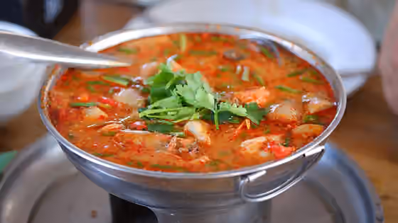 Tom yum kung — Tom yam kung at Cher Cher Factory, Rayong